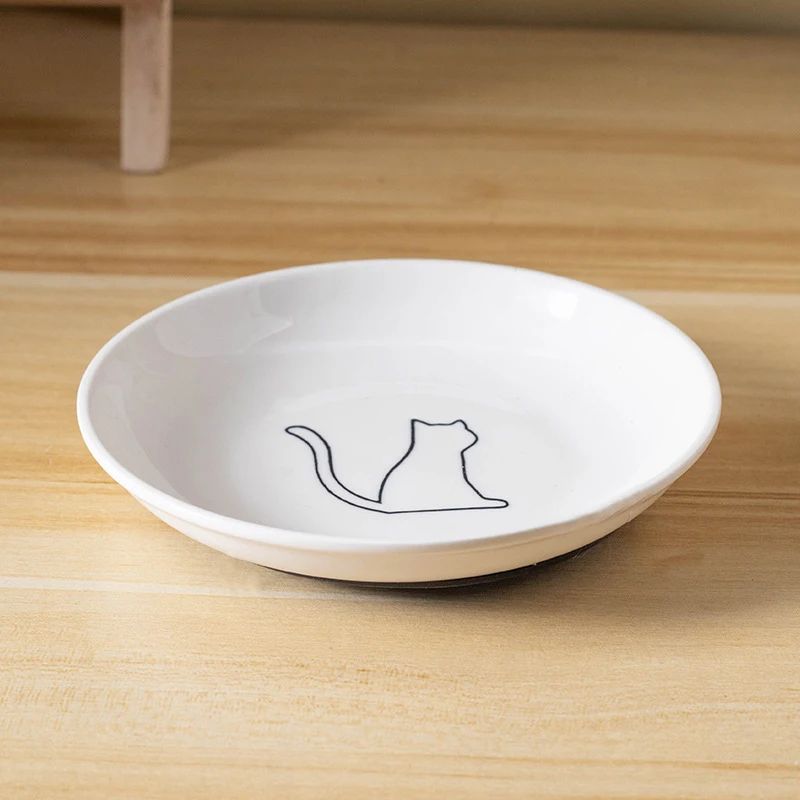 Ceramic Cat Snack Bowl With Silicone Anti Slip Pad 7