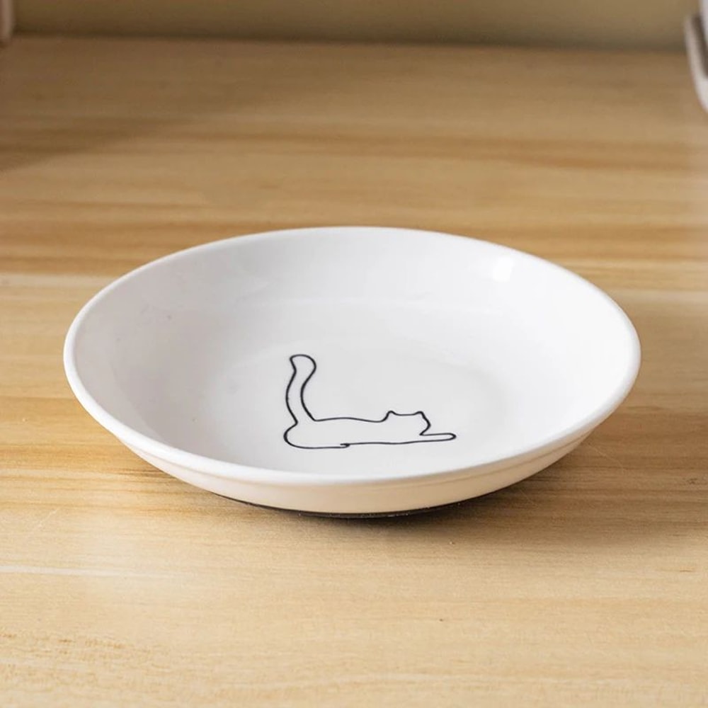 Ceramic Cat Snack Bowl With Silicone Anti Slip Pad 8