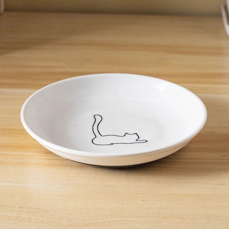 Ceramic Cat Snack Bowl With Silicone Anti Slip Pad 8