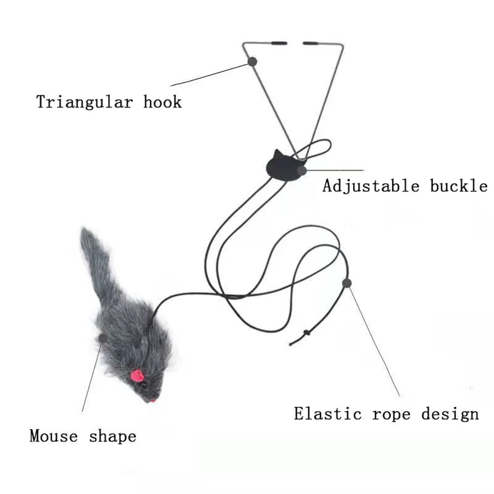 Interactive Hanging Cat Mouse Toy With Door Clip 4