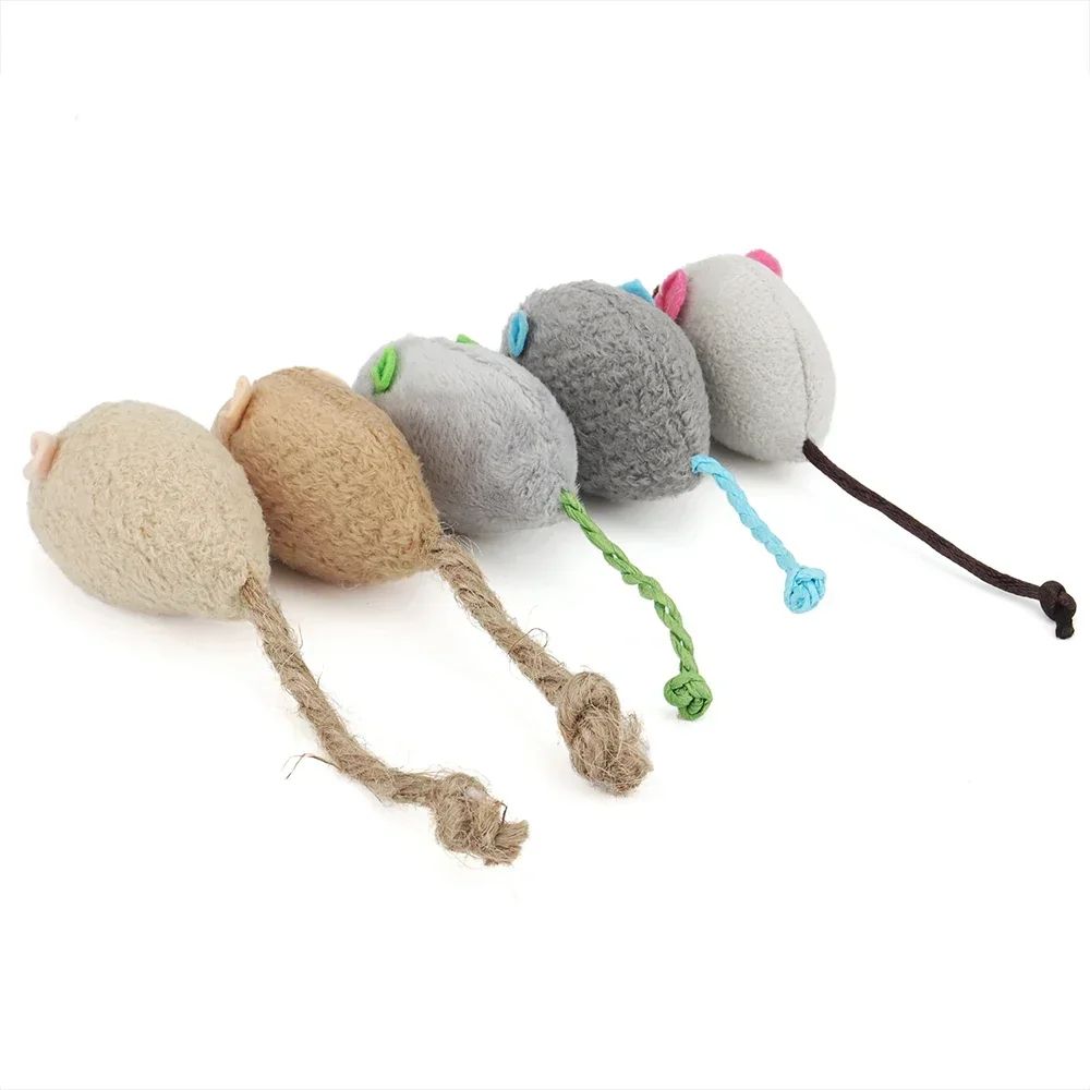 Rattle Cat Mouse Toys With Catnip Faux Fur Interactive Set 3