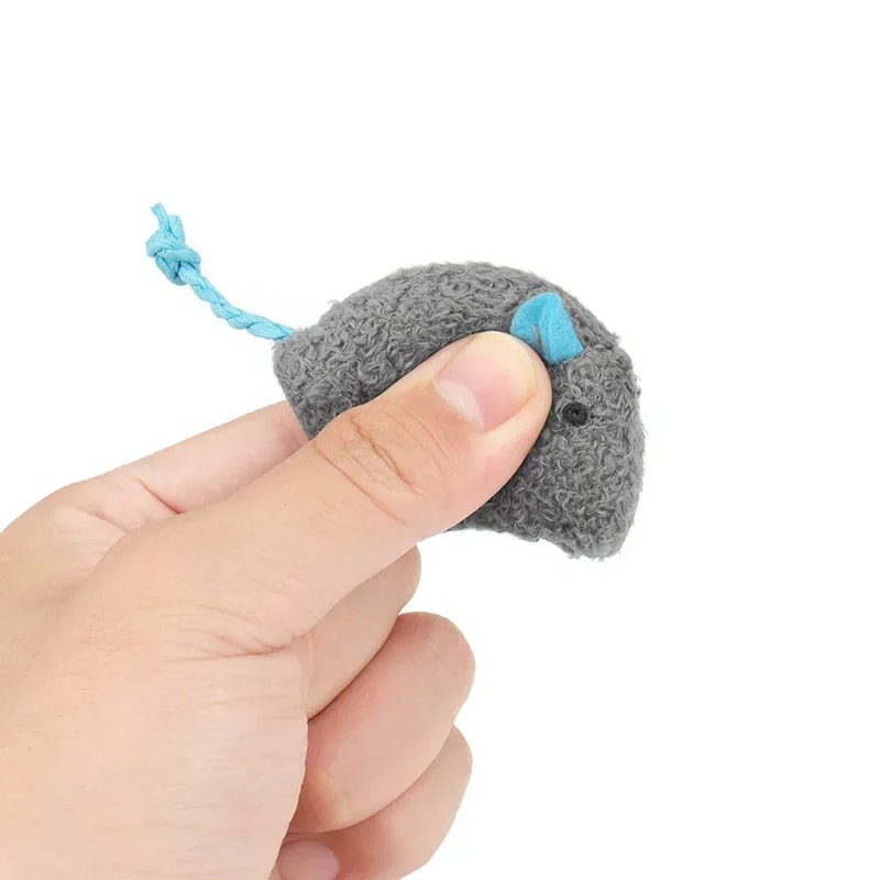 Rattle Cat Mouse Toys With Catnip Faux Fur Interactive Set 5