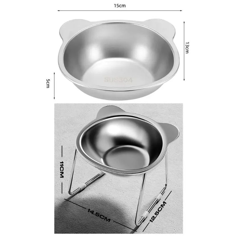 Raised Stainless Steel Cat Bowl With 15 Degree Tilted Stand 5