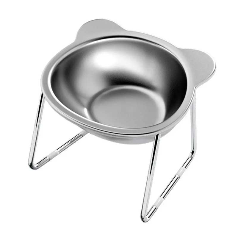 Raised Stainless Steel Cat Bowl With 15 Degree Tilted Stand 7