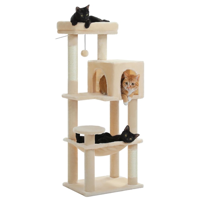 Multi Level Cat Tree Tower With Hammock And Scratching Posts 6