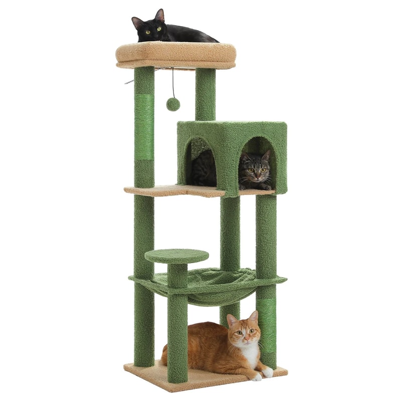Multi Level Cat Tree Tower With Hammock And Scratching Posts 8