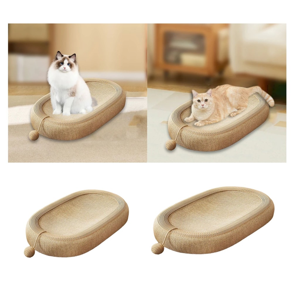 Sisal Cat Scratcher Lounge Bed With Interactive Ball 3