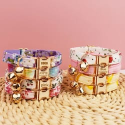 personalized bow cat collar with safety buckle and name tag