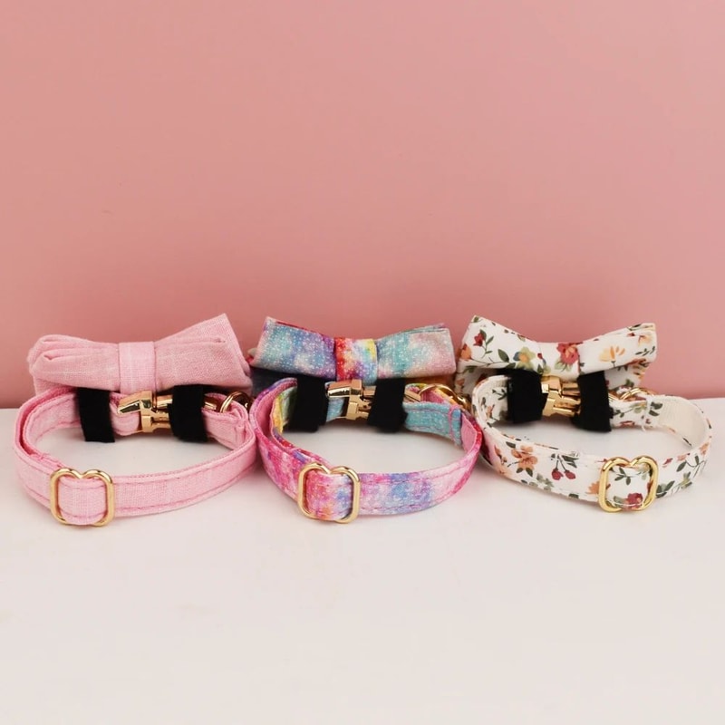 Personalized Bow Cat Collar With Safety Buckle And Name Tag 4