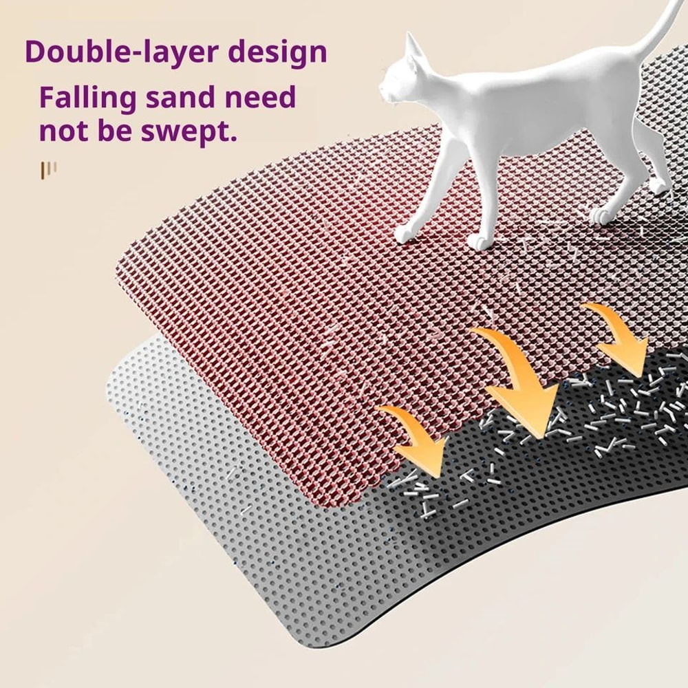 Large Waterproof Cat Litter Mat With Double Layer Design 1