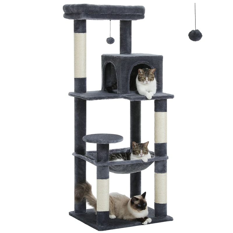 Multi Level Plush Cat Tree Tower With Hammock And Scratching Posts 7
