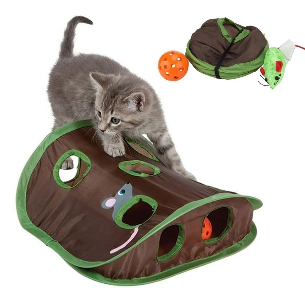 Interactive Cat Hide And Seek Tunnel Game With 9 Holes 0