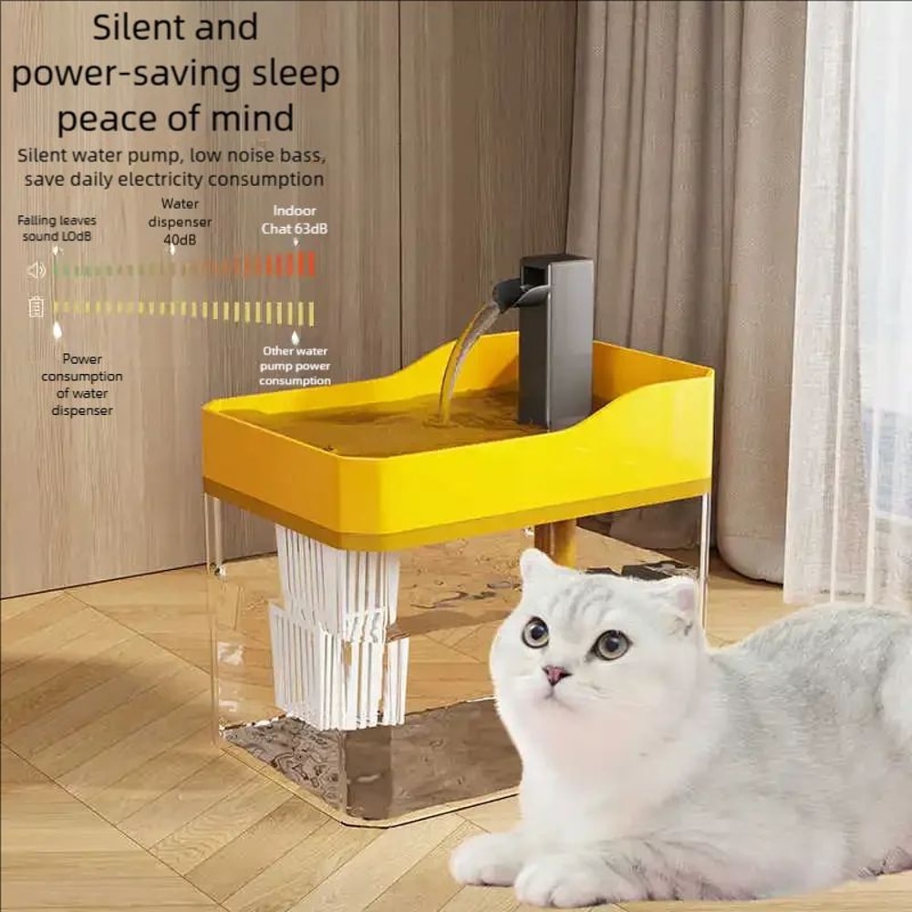 Transparent Automatic Pet Water Fountain With Flowing Water System 3