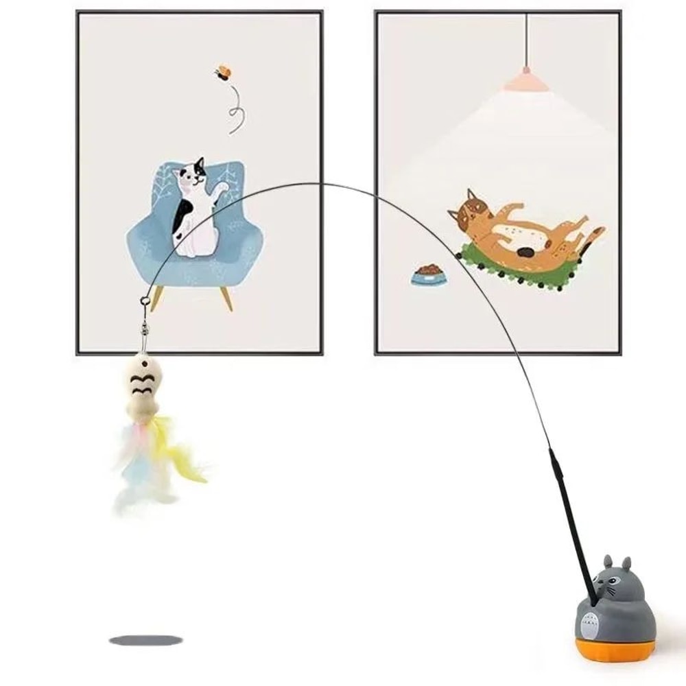 360 Degree Rotating Feather Cat Teaser Wand Toy 2