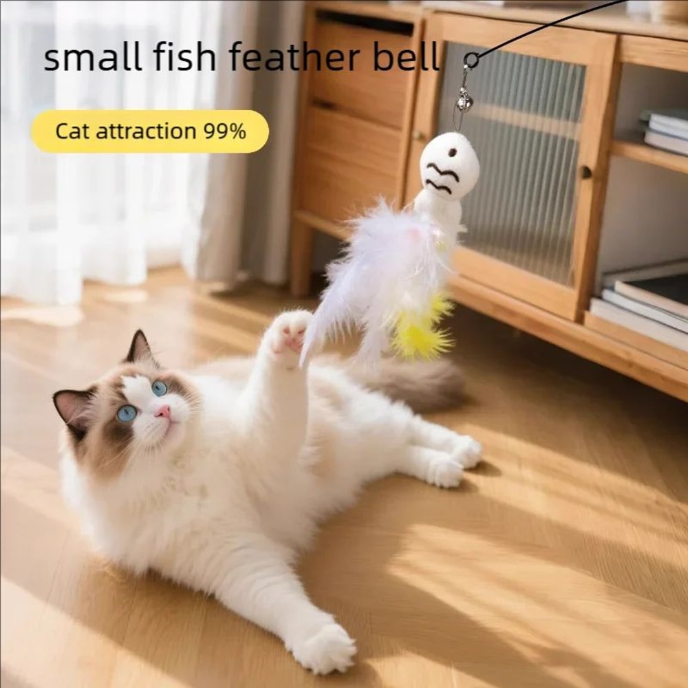 360 Degree Rotating Feather Cat Teaser Wand Toy 3