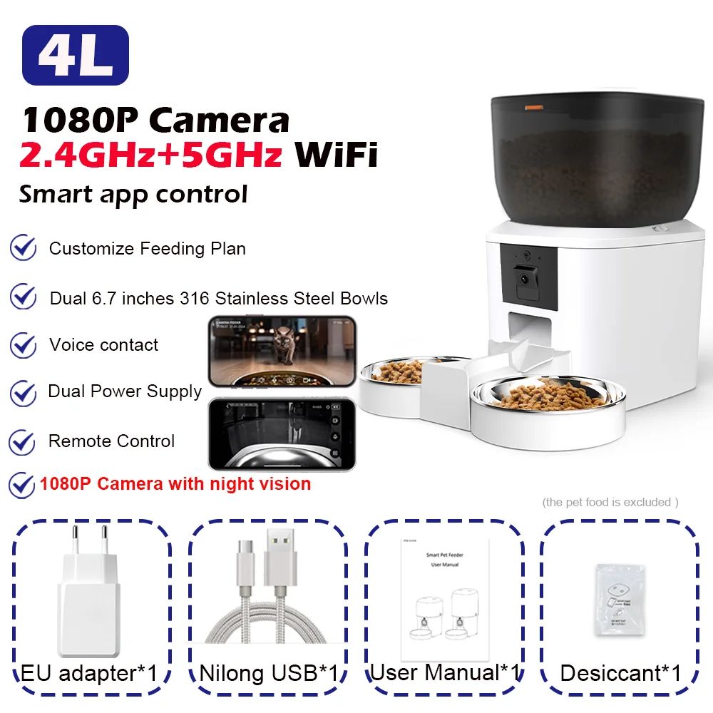 Wifi Pet Smart Automatic Pet Feeder With HD Camera And App Controlfeeder 9