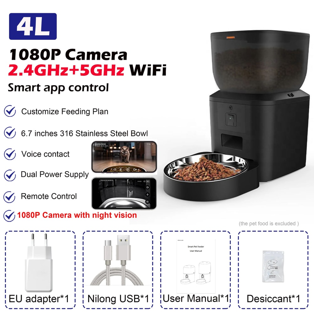 Wifi Pet Smart Automatic Pet Feeder With HD Camera And App Controlfeeder 6