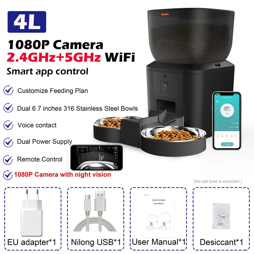 Wifi Pet Smart Automatic Pet Feeder With HD Camera And App Controlfeeder 8