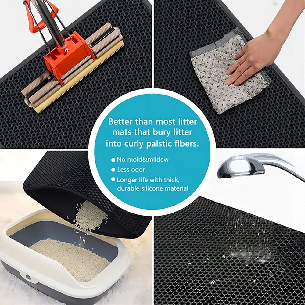 CleanStep Double Layer Cat Litter Mat Waterproof Litter Trap Pad 4