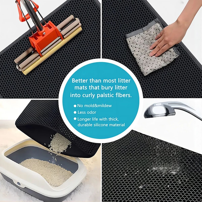 CleanStep Double Layer Cat Litter Mat Waterproof Litter Trap Pad 4