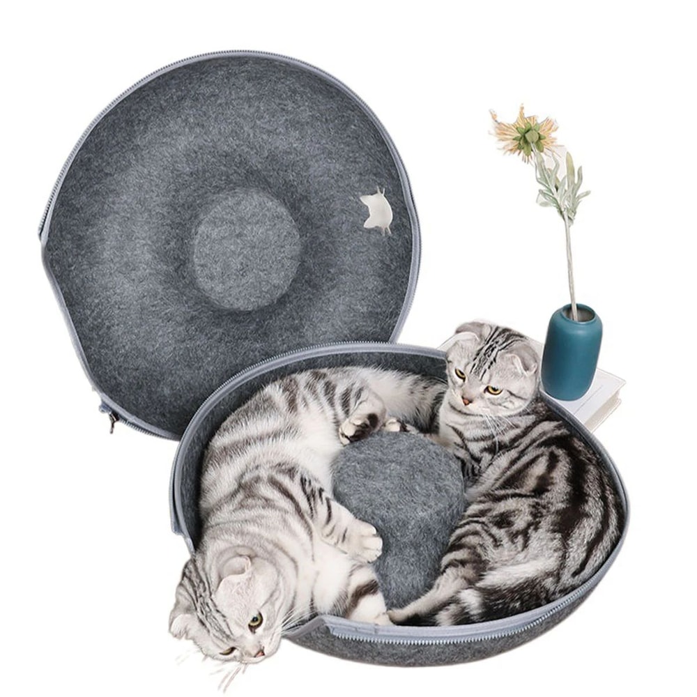 TunnelNest Donut Cat Bed Interactive Felt Cat Tunnel House 3