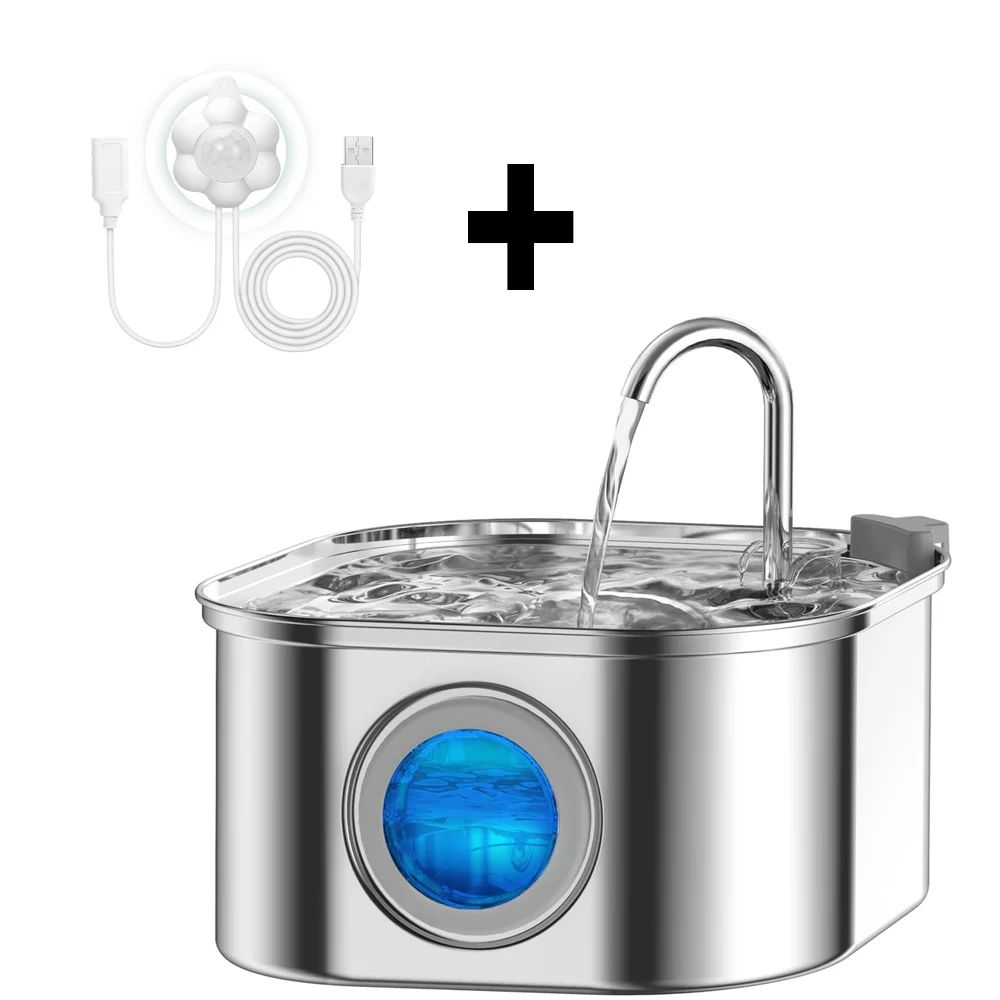 PureFlow Stainless Steel Cat Water Fountain With Smart Sensor 10