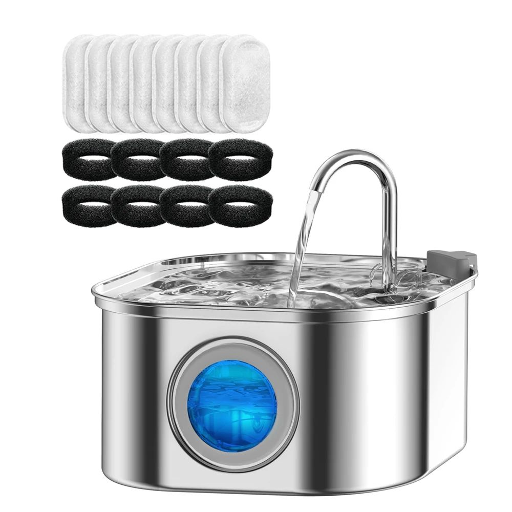 PureFlow Stainless Steel Cat Water Fountain With Smart Sensor 1