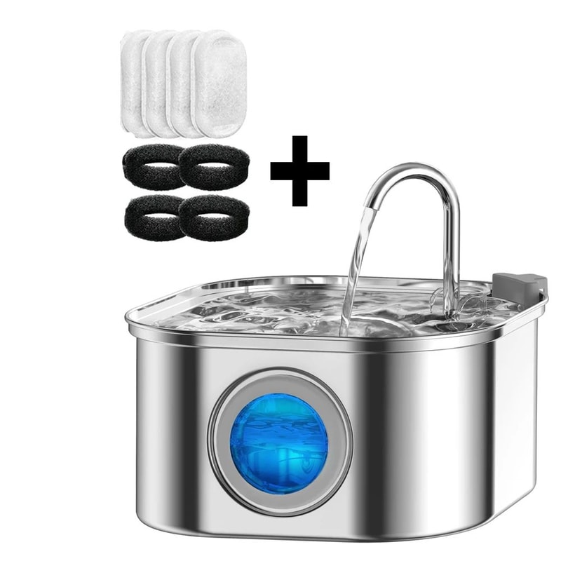 PureFlow Stainless Steel Cat Water Fountain With Smart Sensor 3