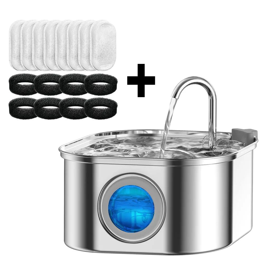 PureFlow Stainless Steel Cat Water Fountain With Smart Sensor 7