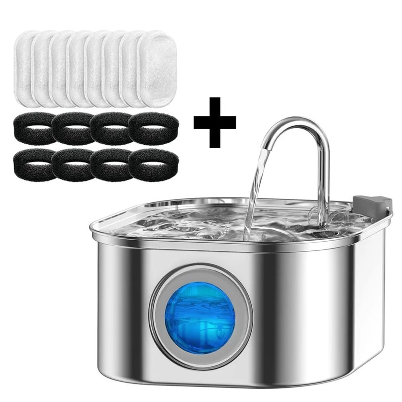 PureFlow Stainless Steel Cat Water Fountain With Smart Sensor 7
