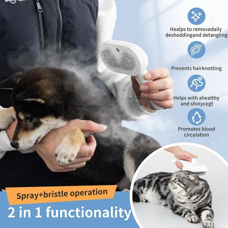 SteamGroom Pet Massage Brush For Cats And Dogs 1