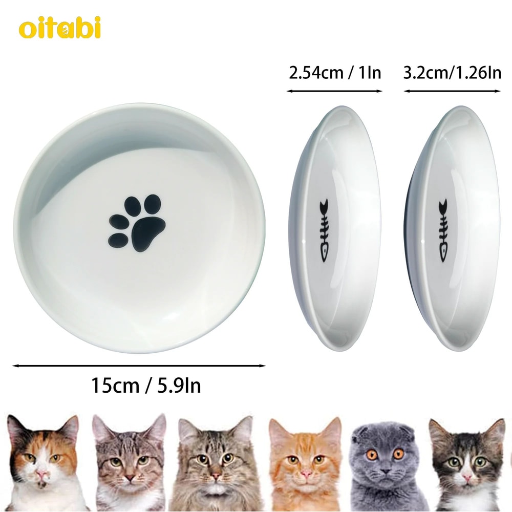 WhiskerEase Ceramic Cat Bowl Set 4