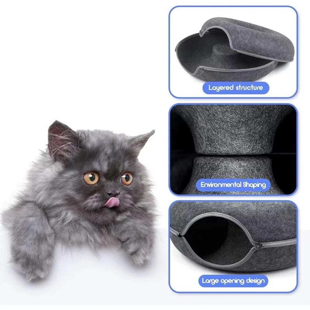 FeltNest Interactive Cat Tunnel Bed And Scratcher 3