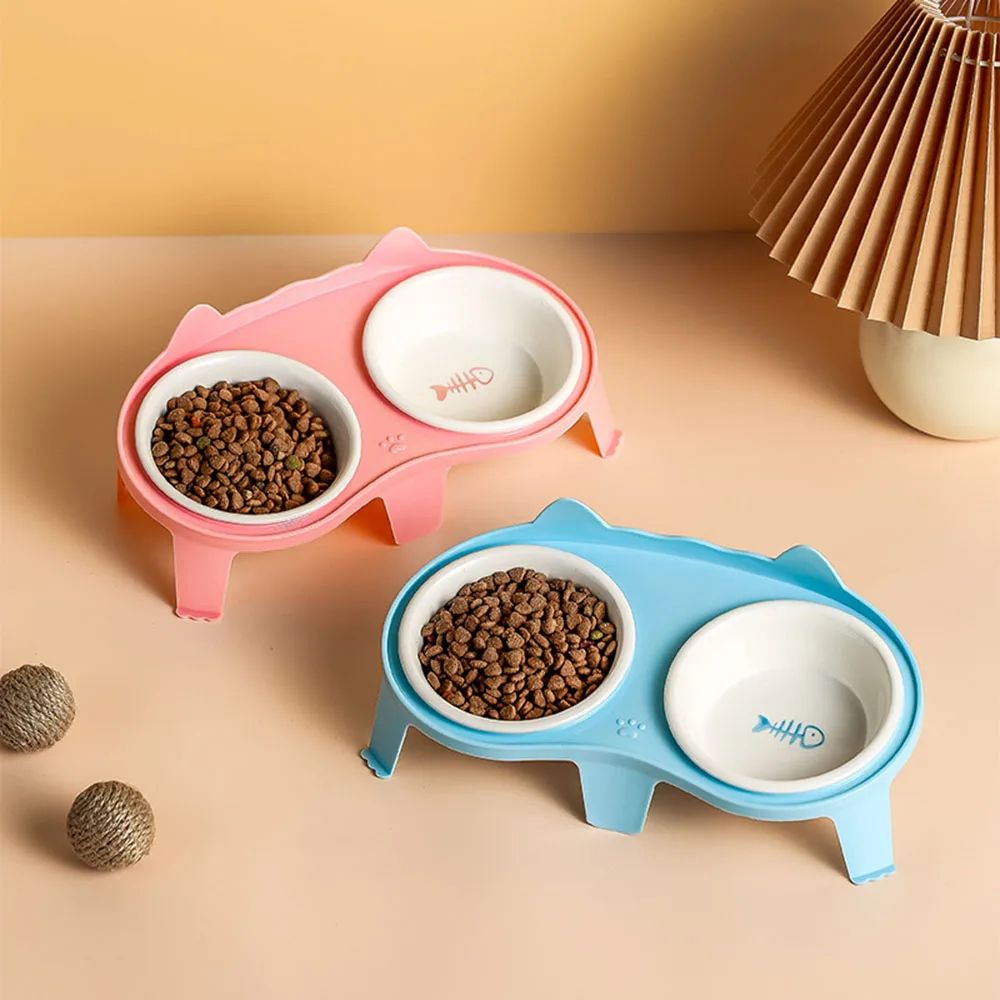 CeramiTilt Elevated Double Cat Bowl Set 0
