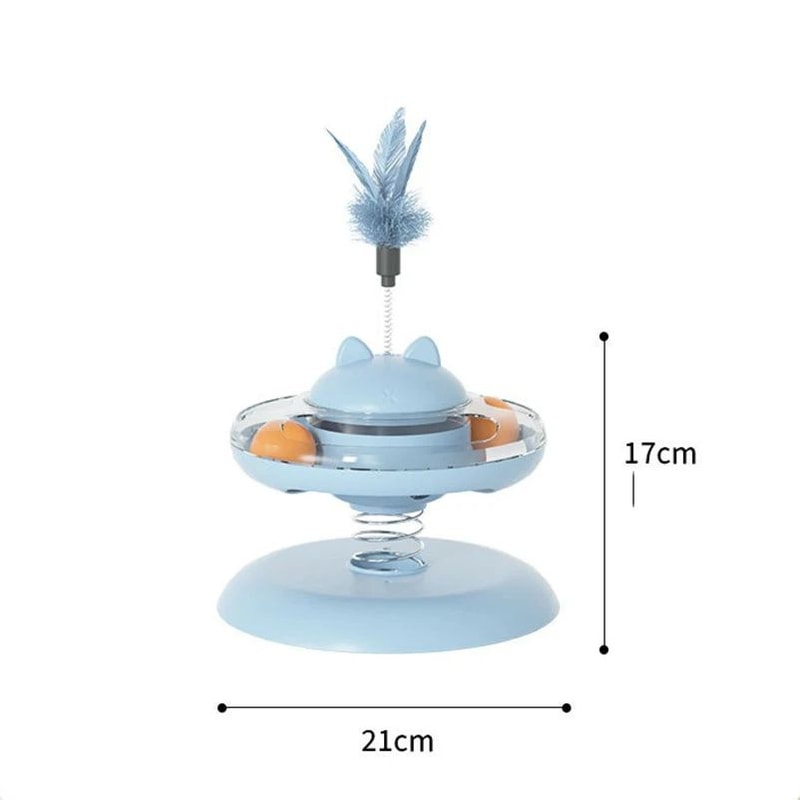 Interactive Treat Dispensing Cat Toy With Track Ball And Feather Wand 5