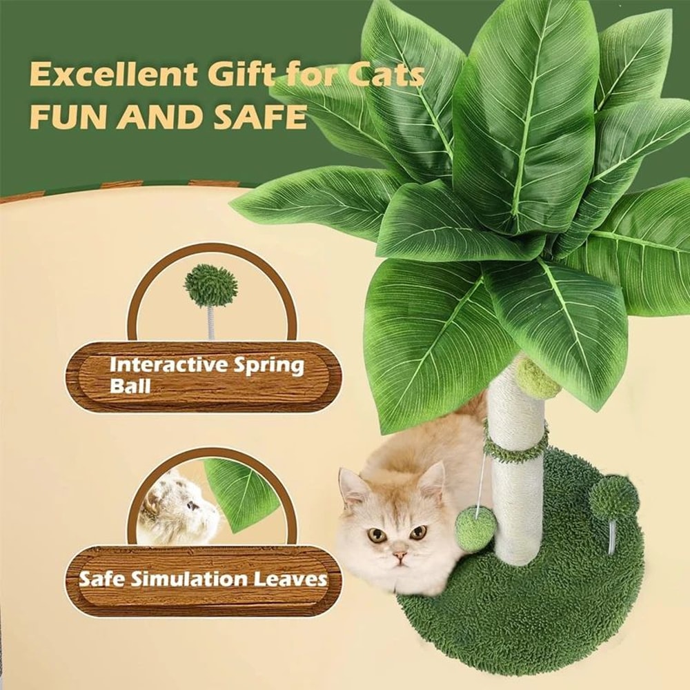 Tall Sisal Cat Scratching Post With Interactive Ball Toys 1