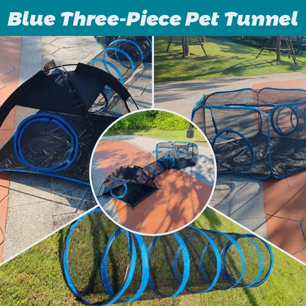 Portable Mesh Pet Playpen With Tunnel For Cats And Small Animals 4