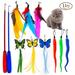 feather wand cat toy set