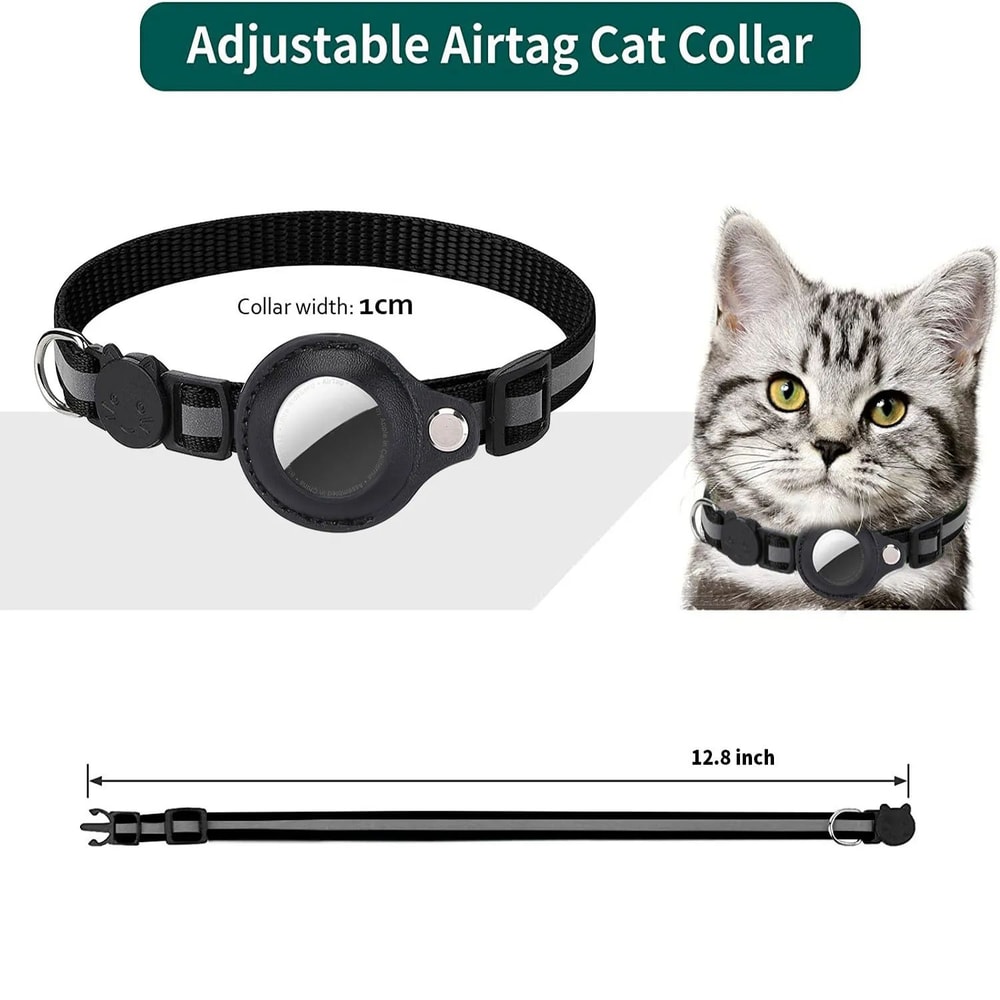 AirTag Safety Cat Collar Adjustable Reflective Breakaway Tracking Collar 4