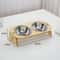 Elevated Stainless Steel Pet Feeding Bowls With Wooden Stand 7