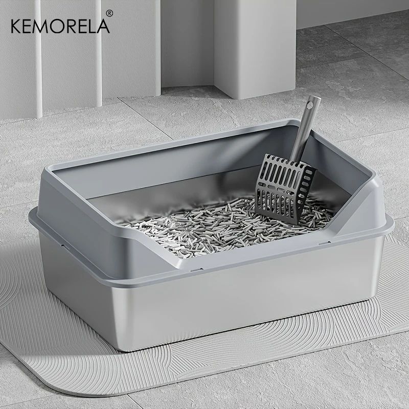 KEMORELA XL Stainless Steel Covered Cat Litter Box With High Sides 0