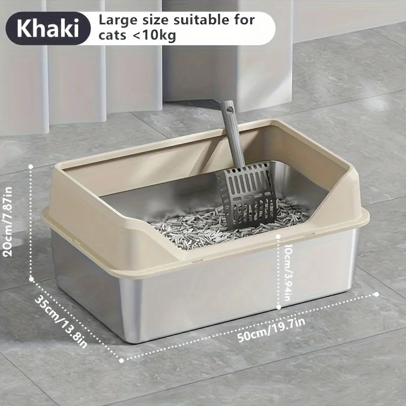KEMORELA XL Stainless Steel Covered Cat Litter Box With High Sides 4