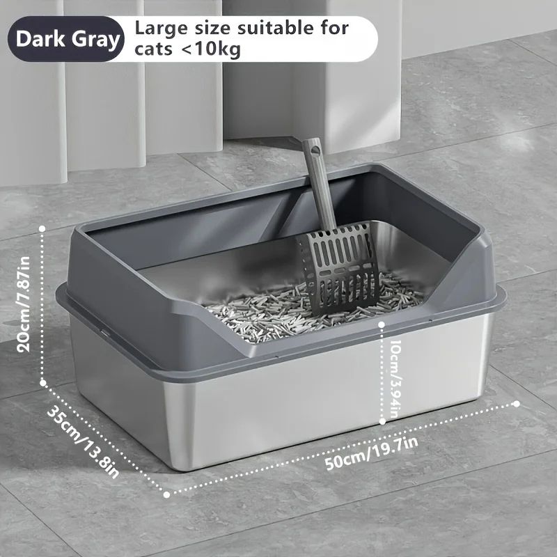 KEMORELA XL Stainless Steel Covered Cat Litter Box With High Sides 6