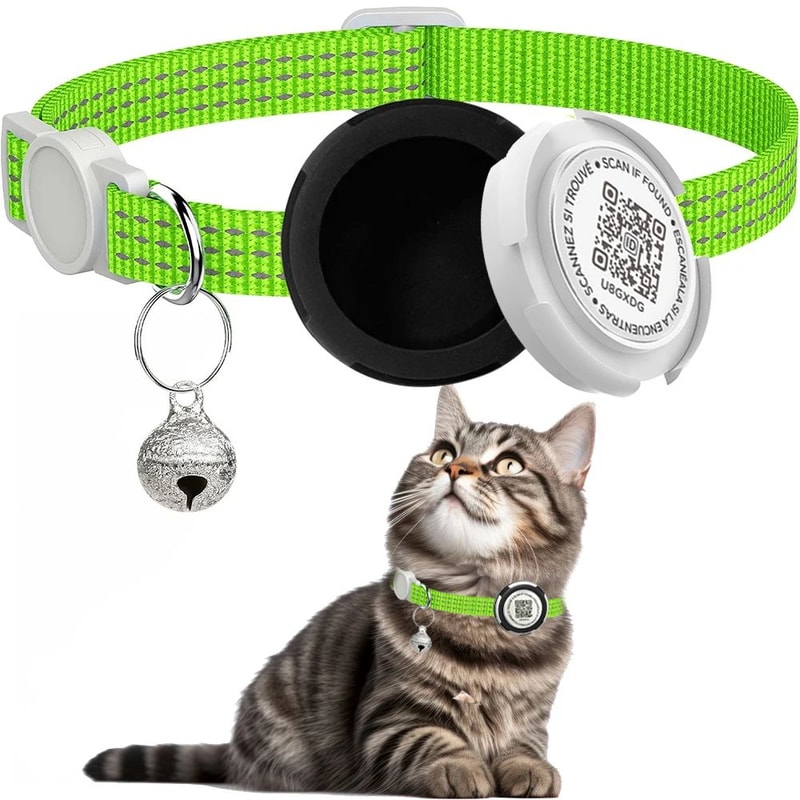 SafeTrack AirTag Cat Collar With QR ID Tag And Reflective Safety Design 8