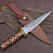 Damascus Steel Dagger Knife With Colored Rosewood 2