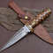 Damascus Steel Dagger Knife With Colored Rosewood 3