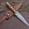 Damascus Steel Dagger Knife With Colored Rosewood 4