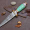 Damascus Steel Blue Resin Dagger Knife 3