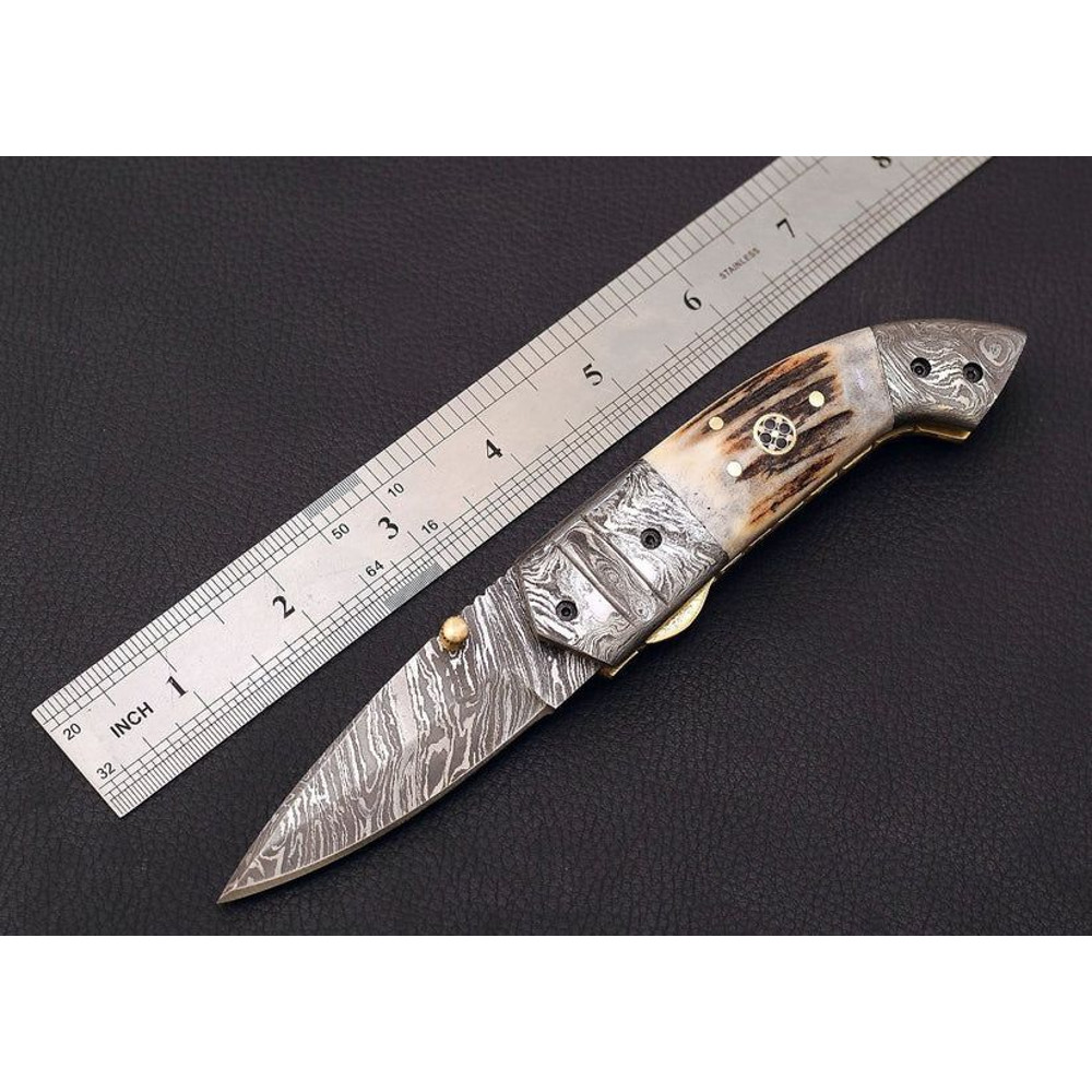 Deer Stag Handle Folding Knife 1