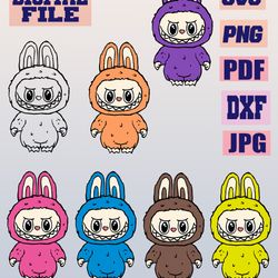 svg/png/jpg/pdf/dxf labubu doll character 7 designs bundle monsters labubu gift for kids girls cut file for cricut .. do